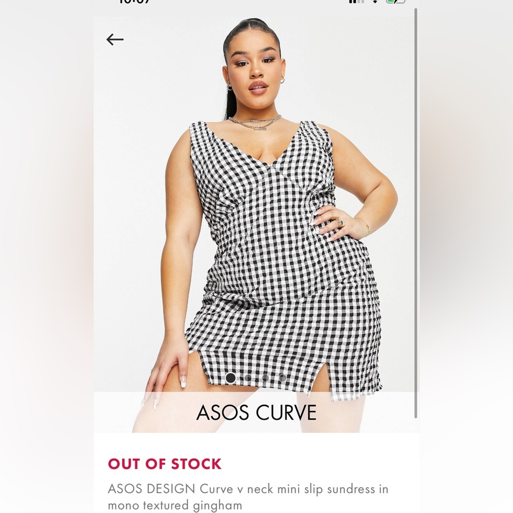 ASOS Curve V Neck Mini Sundress in Gingham